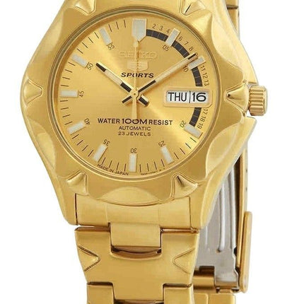 Reloj Seiko 5 Sports dorado, acero inoxidable, esfera dorada, automático, SNZ450J1, 100 m, para hombre, reacondicionado