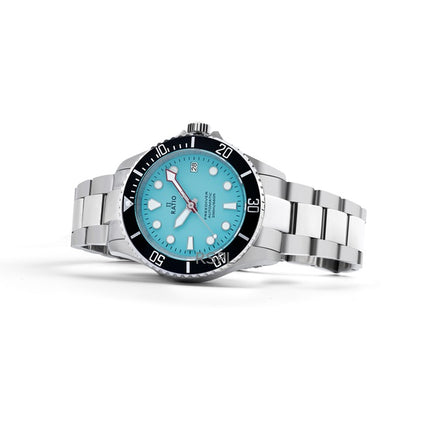 Reloj automático Ratio FreeDiver de acero inoxidable con zafiro y esfera azul hielo RTF042 200M para hombre
