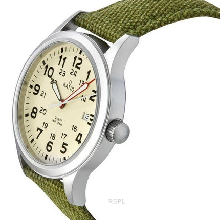 Reloj de campo Ratio Quest para hombre, correa de lona de zafiro, cuarzo RTQ019, 100 m, edición Lewis y Clark, reacondicionado