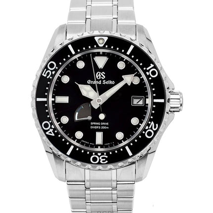 Reloj Grand Seiko Sport Spring Drive para hombre, automático, de acero inoxidable, esfera negra, SBGA461G, 200 m
