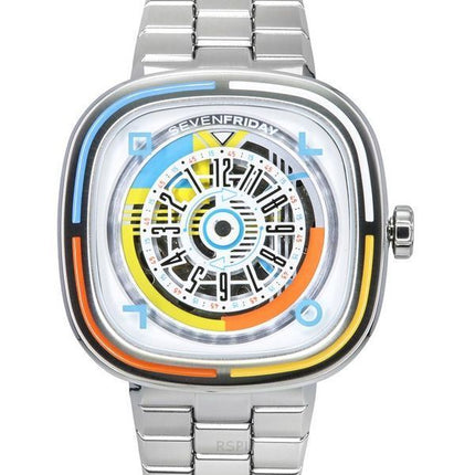 Sevenfriday T-serien Bauhaus NFC rustfrit stål flerfarvet skive automatisk T1/08 SF-T1-08 herreur