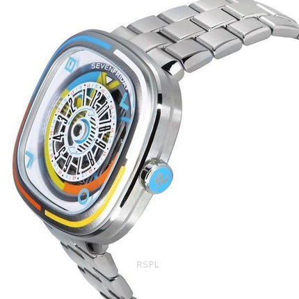 Sevenfriday T-serien Bauhaus NFC rustfrit stål flerfarvet skive automatisk T1/08 SF-T1-08 herreur