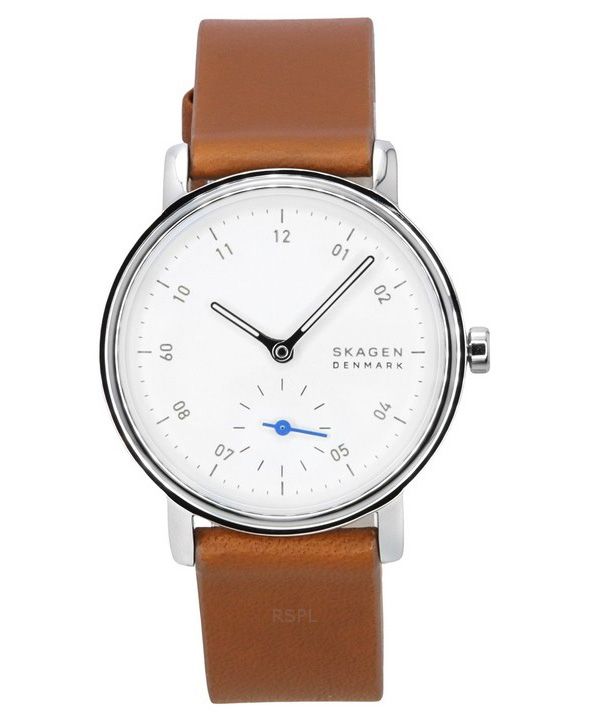 Reloj Skagen Kuppel Lille con correa de cuero marrón y esfera blanca de cuarzo SKW3103 para mujer
