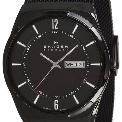 Skagen Melbye titanio negro caja con malla banda SKW6006 reloj de hombre