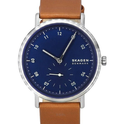 Reloj Skagen Kuppel con correa de cuero marrón y esfera azul de cuarzo SKW6888 para hombre