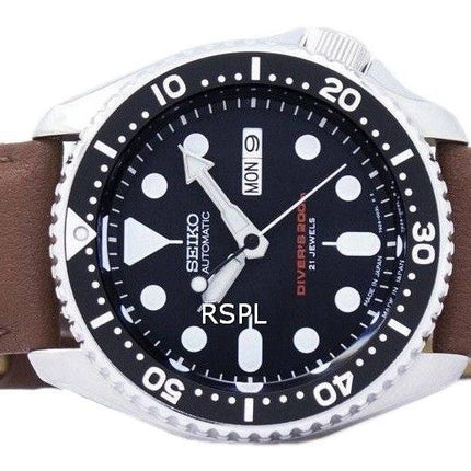 Seiko automático Diver's Ratio Brown Leather SKX007J1-LS12 200M Reloj para hombre