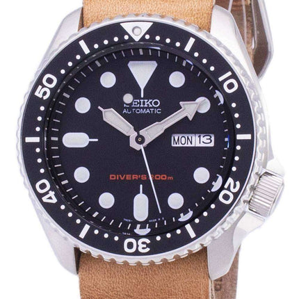 Reloj de Seiko automático LS18 SKX007K1 Diver 200M marrón cuero correa hombre