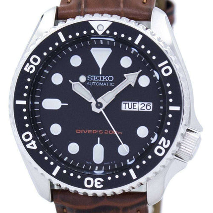 Reloj 200M relación cuero marrón SKX007K1 LS7 de los hombres de Seiko Automatic Diver