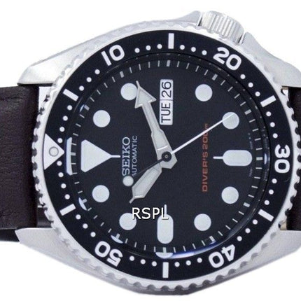 Reloj 200M relación cuero marrón oscuro SKX007K1-LS11 de los hombres de Seiko Automatic Diver