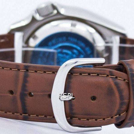 Reloj relación cuero marrón SKX009J1-LS7 200M de los hombres de Seiko Automatic Diver