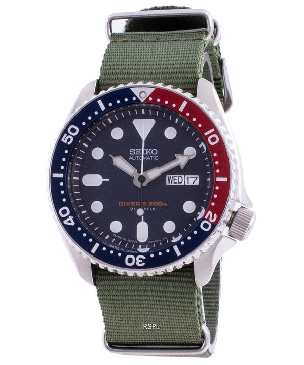 Seiko Automatic Diver&#39,s SKX009J1-var-NATO9 200M Reloj para hombre hecho en Japón