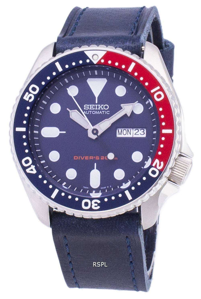 Reloj 200M cuero azul oscuro Varonil de correa de Seiko automático SKX009K1-LS13 Diver