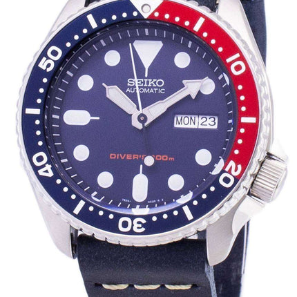 Reloj 200M cuero azul oscuro Varonil de correa de Seiko automático SKX009K1-LS15 Diver