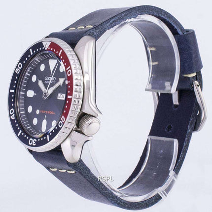 Reloj 200M cuero azul oscuro Varonil de correa de Seiko automático SKX009K1-LS15 Diver