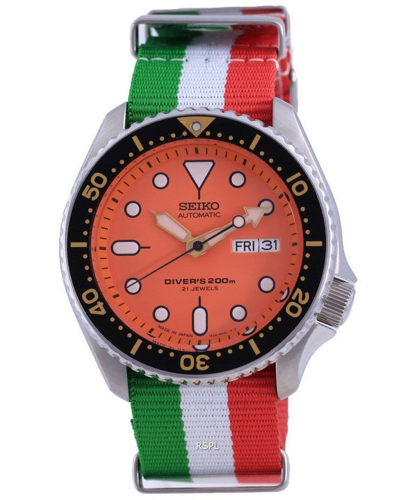 Reloj para hombre Seiko Automatic Diver&#39,s Japan Made Polyester SKX011J1-var-NATO23 200M