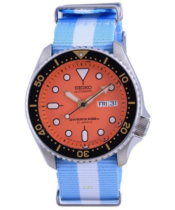 Reloj para hombre Seiko Automatic Diver&#39,s Japan Made Polyester SKX011J1-var-NATO24 200M