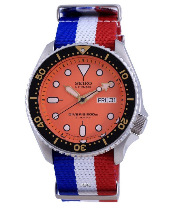 Reloj para hombre Seiko Automatic Diver&#39,s Japan Made Polyester SKX011J1-var-NATO25 200M