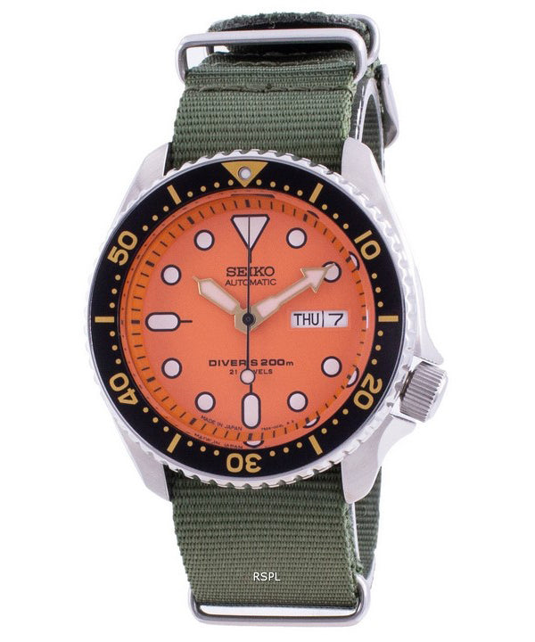 Seiko Automatic Diver&#39,s SKX011J1-var-NATO9 200M Reloj para hombre hecho en Japón