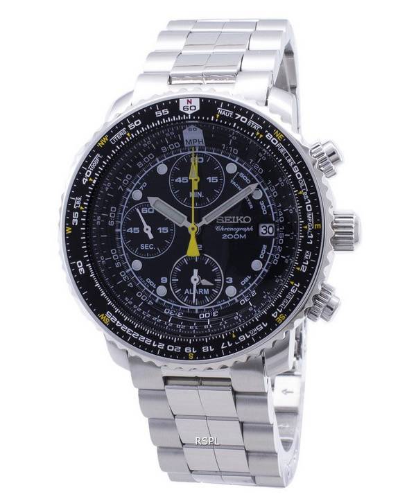 Reloj cronógrafo con alarma de vuelo para piloto Seiko Flightmaster SNA411 SNA411P1 SNA411P reacondicionado para hombre