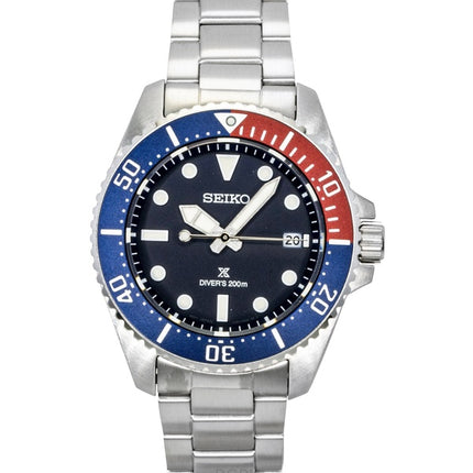 Reloj Seiko Prospex de acero inoxidable con esfera azul, solar, para buceo, SNE595P1, 200 m, para hombre