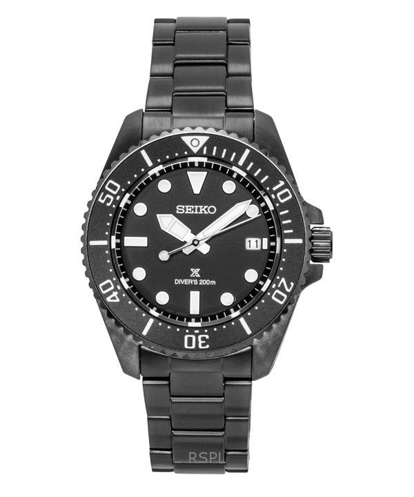 Reloj Seiko Prospex SNE599P1 para hombre, de acero inoxidable, esfera negra, solar, para buceo, resistente al agua hasta 200 m.