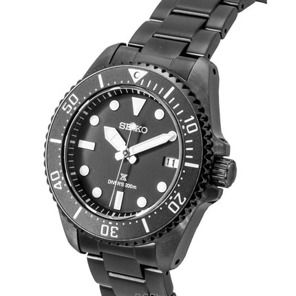 Reloj Seiko Prospex SNE599P1 para hombre, de acero inoxidable, esfera negra, solar, para buceo, resistente al agua hasta 200 m.