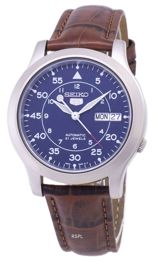 Reloj Seiko 5 militar SNK807K2-SS2 automático cuero marrón correa hombre