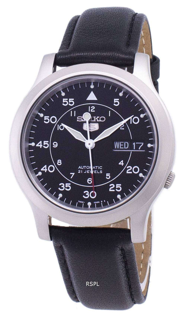 Seiko 5 Military SNK809K2-SS3 correa de cuero negro automático reloj de hombre