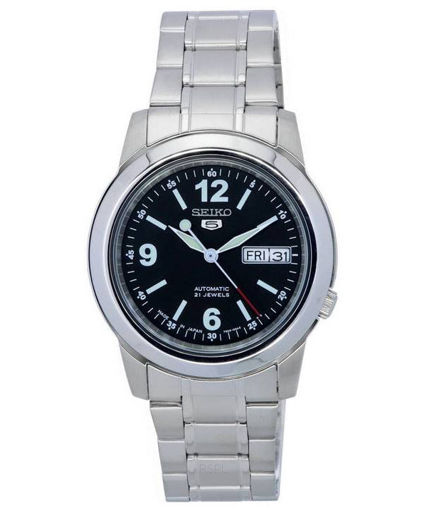 Reloj Seiko 5 de acero inoxidable con esfera negra automático SNKE63 SNKE63J1 SNKE63J para hombre