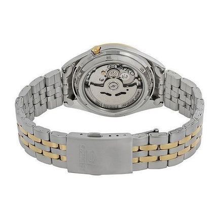 Reloj Seiko 5 de dos tonos de acero inoxidable con esfera blanca y 21 joyas automático SNKL24K1 para hombre
