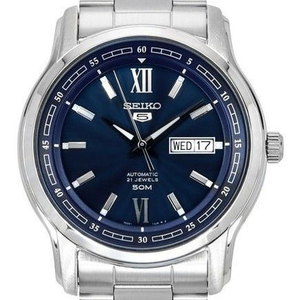 Reloj Seiko 5 automático analógico de acero inoxidable con esfera azul SNKP17K1 para hombre