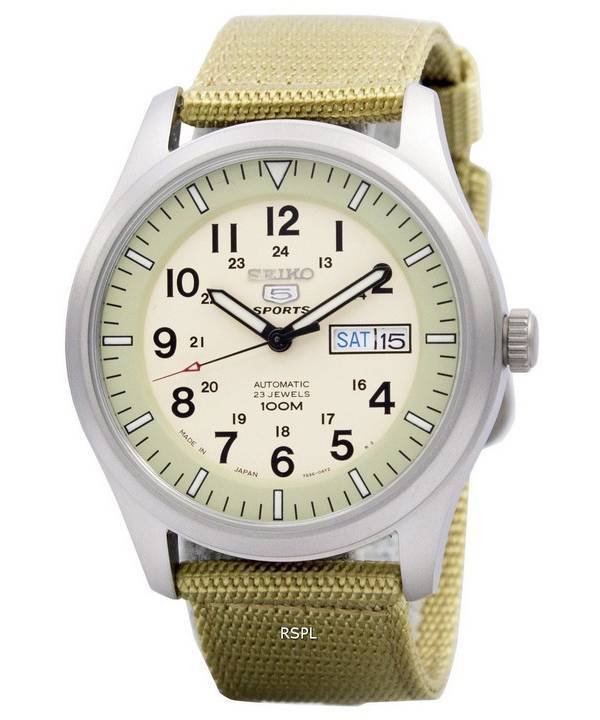 Reloj deportivo automático militar Seiko 5 reacondicionado, fabricado en Japón, SNZG07 SNZG07J1 SNZG07J para hombre