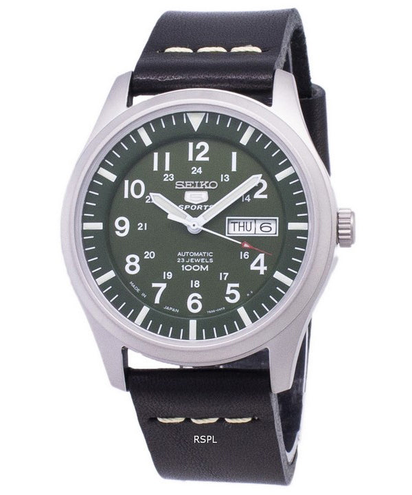 Seiko 5 Sports SNZG09J1-LS14 Reloj de hombre con correa de piel negra hecha en Japón de Japón