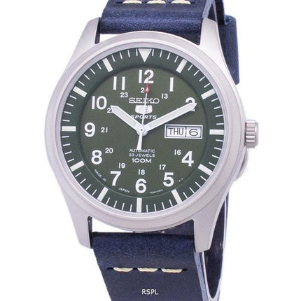 Seiko 5 Sports SNZG09J1-LS15 Reloj de hombre con correa de cuero azul marino de Japón Made Dark