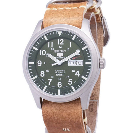 Seiko 5 Sports SNZG09J1-LS18 Reloj de hombre con correa de cuero marrón hecho en Japón de Japón