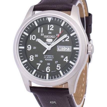 Seiko 5 Sports automático relación cuero marrón oscuro SNZG09K1-LS11 Watch de Men