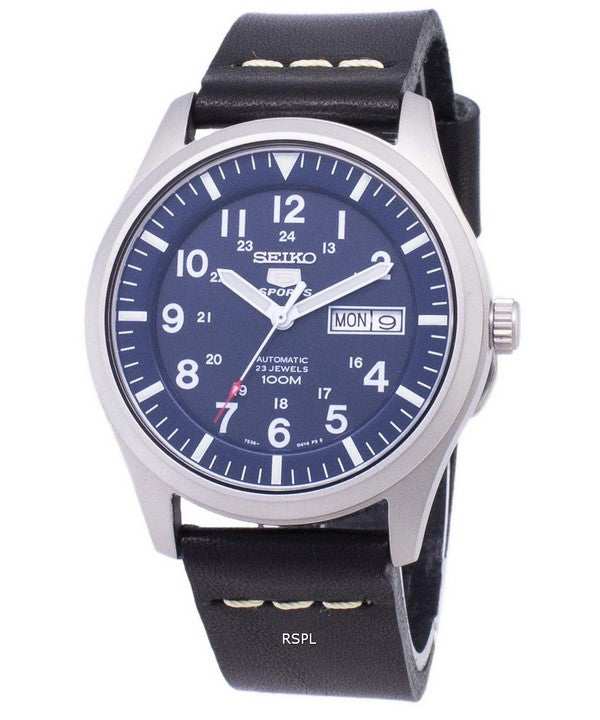 Reloj Seiko 5 Sports SNZG11K1 LS14 automático cuero negro correa de los hombres