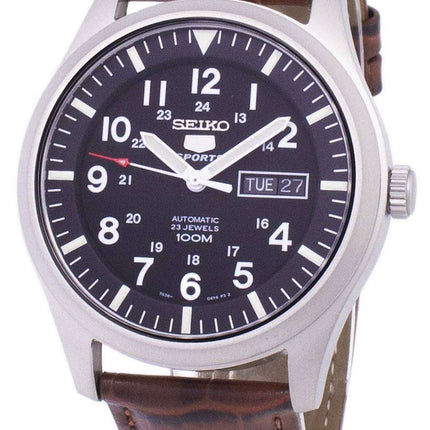 Reloj Seiko 5 Sports relación automática cuero marrón SNZG15K1-LS7 de los hombres