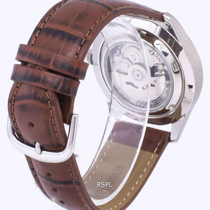 Reloj Seiko 5 Sports relación automática cuero marrón SNZG15K1-LS7 de los hombres