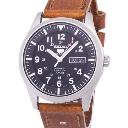 Reloj para hombre Seiko 5 Sports Ratio automático de cuero marrón SNZG15K1-LS9