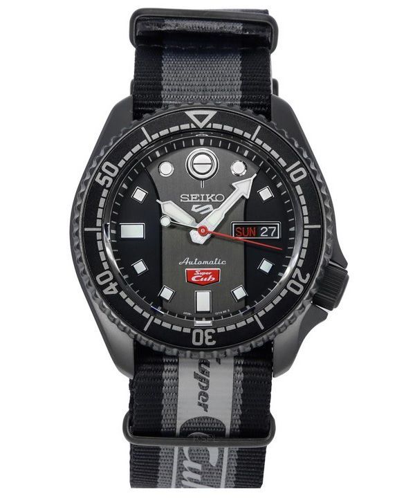 Reloj para hombre Seiko 5 Sports Honda Super Cub Edición limitada con esfera negra y gris automático SRPJ75K1 100M
