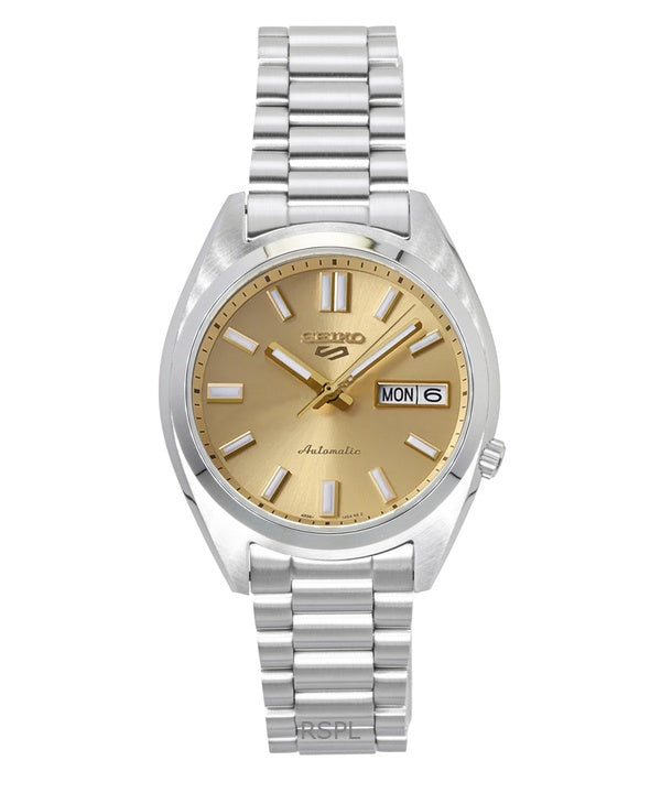 Reloj Seiko 5 Sports SNXS automático de acero inoxidable con esfera dorada SRPL59K1 100M para hombre