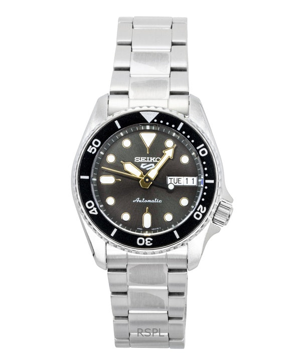Reloj Seiko 5 Sports SKX Street Stonewash de acero inoxidable con esfera negra, automático SRPL79K1, resistente al agua hasta 100 m para hombre