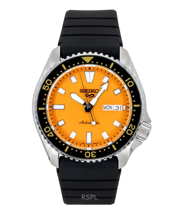 Reloj Seiko 5 Sports SKX Redux SRPL89K1 para hombre, con correa de silicona, esfera naranja y movimiento automático de 100 m.