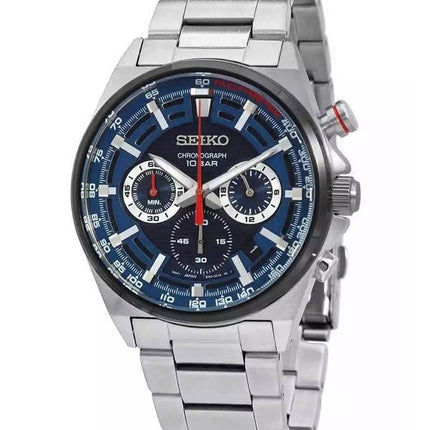 Seiko Conceptual Chronograph Stainless Steel Blue Dial Quartz SSB407P1 100M Mens Watch