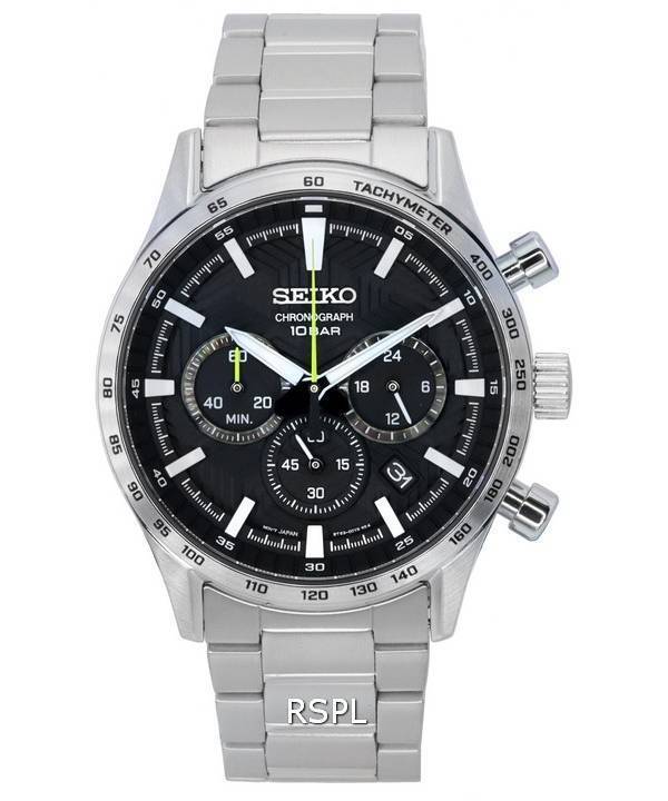 Seiko Urban Sports Cronógrafo Esfera negra Cuarzo SSB413 SSB413P1 SSB413P 100M Reloj para hombre