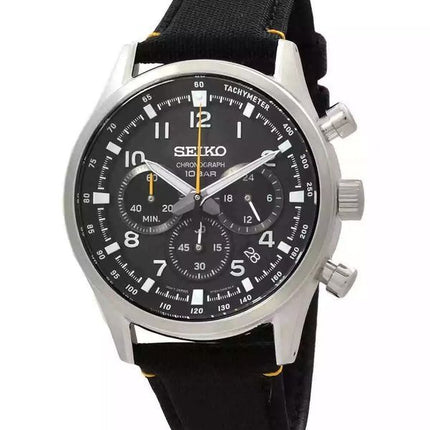 Reloj Seiko Discover More Sport Cronógrafo Correa de nailon Esfera negra Cuarzo SSB449P1 100M para hombre