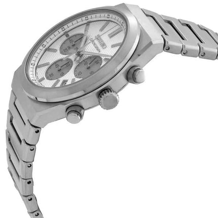 Reloj Seiko Discover More Classic Cronógrafo de acero inoxidable con esfera blanca de cuarzo SSB451P1 100M para hombre