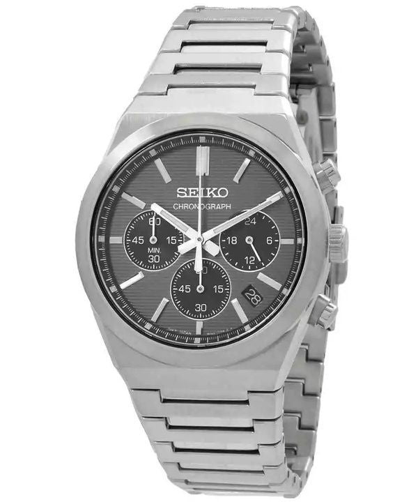 Reloj Seiko Discover More Classic Cronógrafo de acero inoxidable con esfera gris y cuarzo SSB455P1 100M para hombre