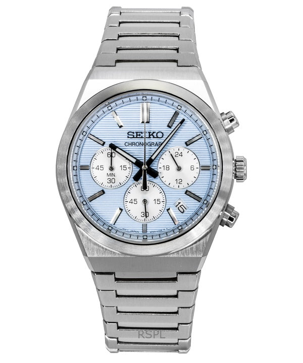 Reloj Seiko Conceptual Cronógrafo de acero inoxidable con esfera azul claro de cuarzo SSB459P1 100M para hombre